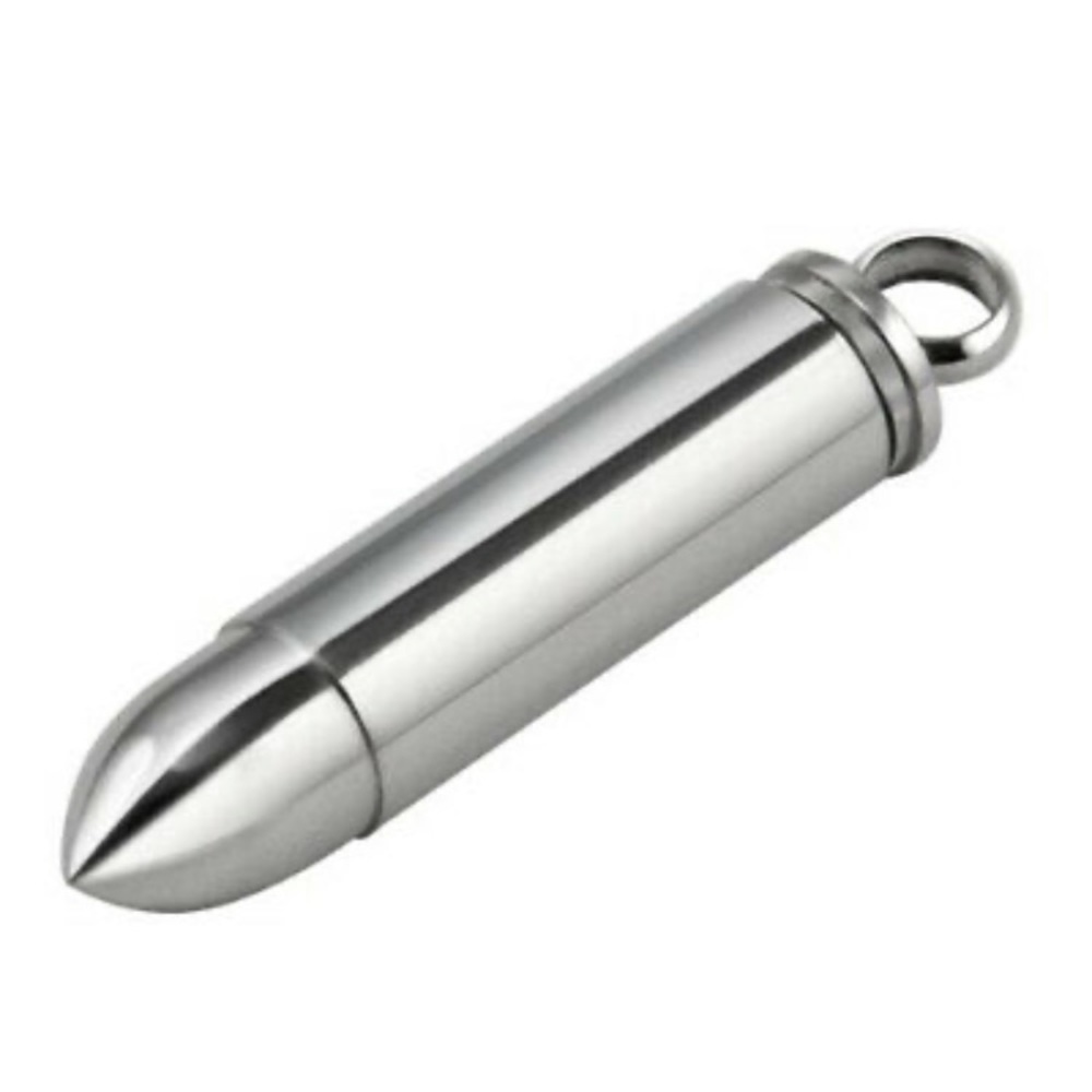 NWT⚱️ STAINLESS STEEL OPEN BULLET URN CREMATION ASH KEEPSAKE PENDANT NECKLACE OS - Picture 5 of 10